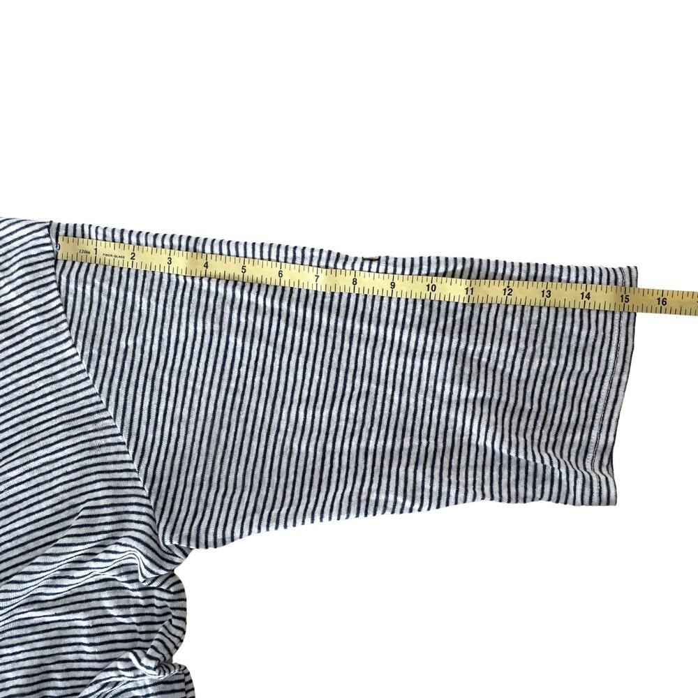 Women's Linen Navy and White Striped Knit Top - Plus 2X  (Preppy - Coastal) - Picture 6 of 9